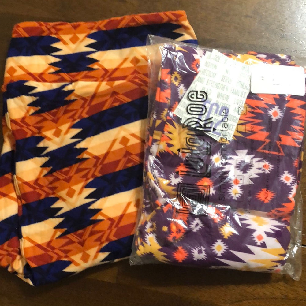 2 pairs new Aztec print LulaRoe TC2 leggings